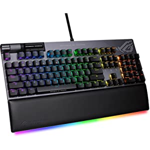 ASUS ROG Strix Flare II Animate 100% RGB Gaming Keyboard - Hot-swappable, ROG NX Brown Tactile Switches, Customizable LED Display, PBT Keycaps, Acoustic Dampening Foam, Media Controls, Wrist Rest