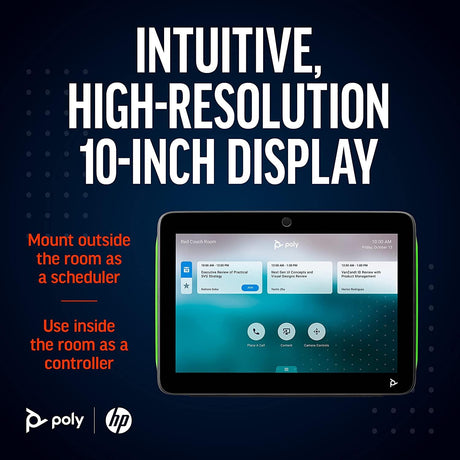 Poly TC10 Touch Control Panel for Room Scheduling &amp; Meeting Controls (Plantronics + Polycom) - Easily Schedule Conference Rooms - Share Content w/a Tap - Control Video Calls - Zoom Certified - Black