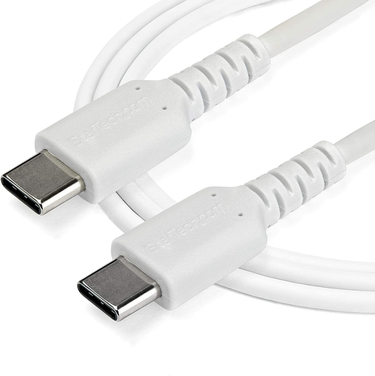 StarTech.com 1m USB C Charging Cable - Durable Fast Charge &amp; Sync USB 3.1 Type C to USB C Laptop Charger Cord - TPE Jacket Aramid Fiber M/M 60W White - Samsung S10 S20 iPad Pro MS Surface (RUSB2AC1MW)