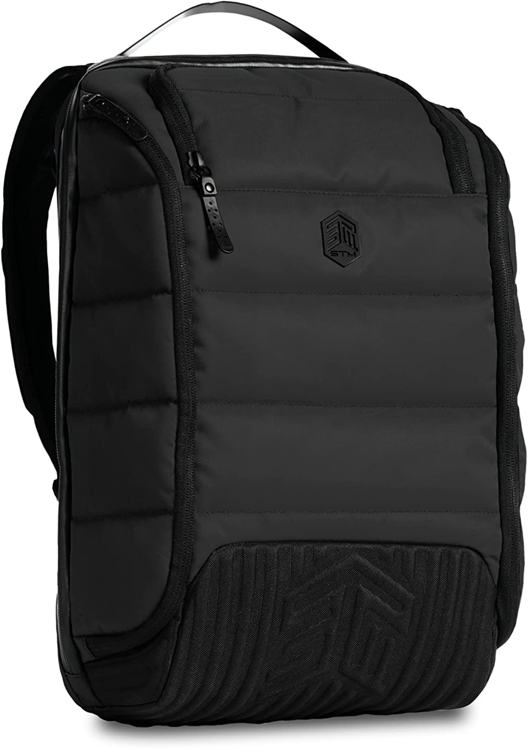 STM Dux 16L Premium Tech Backpack - Carry On Travel Laptop Backpack (Fits 15" Laptops) - Multi-Direction Cargo Access, Water Resistant &amp; Luggage Passthrough - Black (stm-111-376P-01)