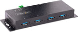 StarTech.com 4-Port Industrial USB 3.0 5Gbps Hub - Rugged USB Hub w/ESD and Surge Protection - DIN/Wall/Desk Mountable USB-A Hub - USB Expander w/Locking Ports, Heavy Duty (5G4AINDNP-USB-A-HUB)