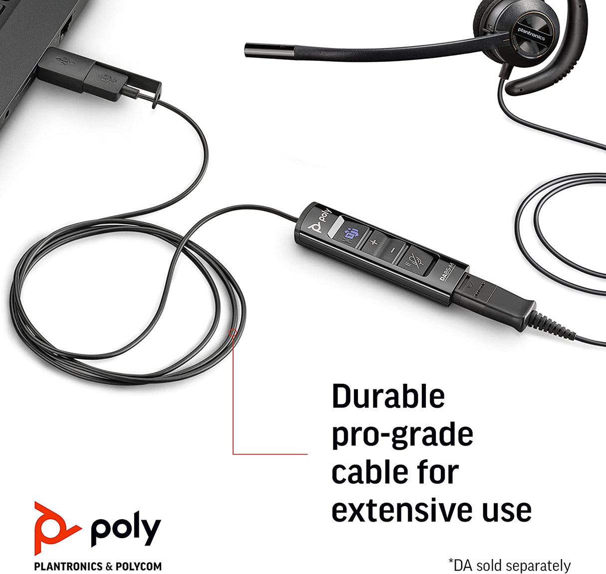 Poly - EncorePro 530 Quick Disconnect (QD) Headset (Plantronics) - Works with Poly Call Center Digital Adapters (Sold Separately) - Acoustic Hearing Protection - Over-the-Ear Wearing Style
