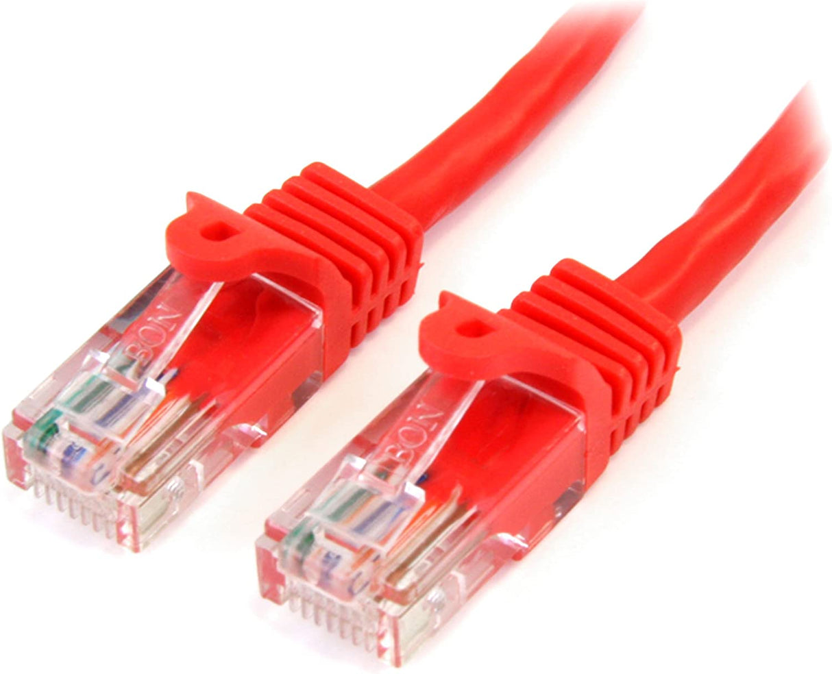 StarTech.com Cat5e Ethernet Cable - 3 ft - Red- Patch Cable - Snagless Cat5e Cable - Short Network Cable - Ethernet Cord - Cat 5e Cable - 3ft (45PATCH3RD) 3 ft / 1m Red