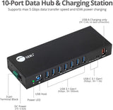 SIIG Industrial Powered USB C &amp; USB 3.1 Hub, Splitter, 10 Port, Powered Multiport Hub Expander for Desktop, Laptop, Tablets, Cellphone, External HD, Keyboard and Mouse (ID-US0811-S1)