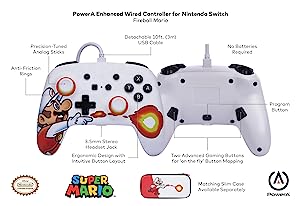 PowerA Enhanced Wired Controller for Nintendo Switch - Fireball Mario