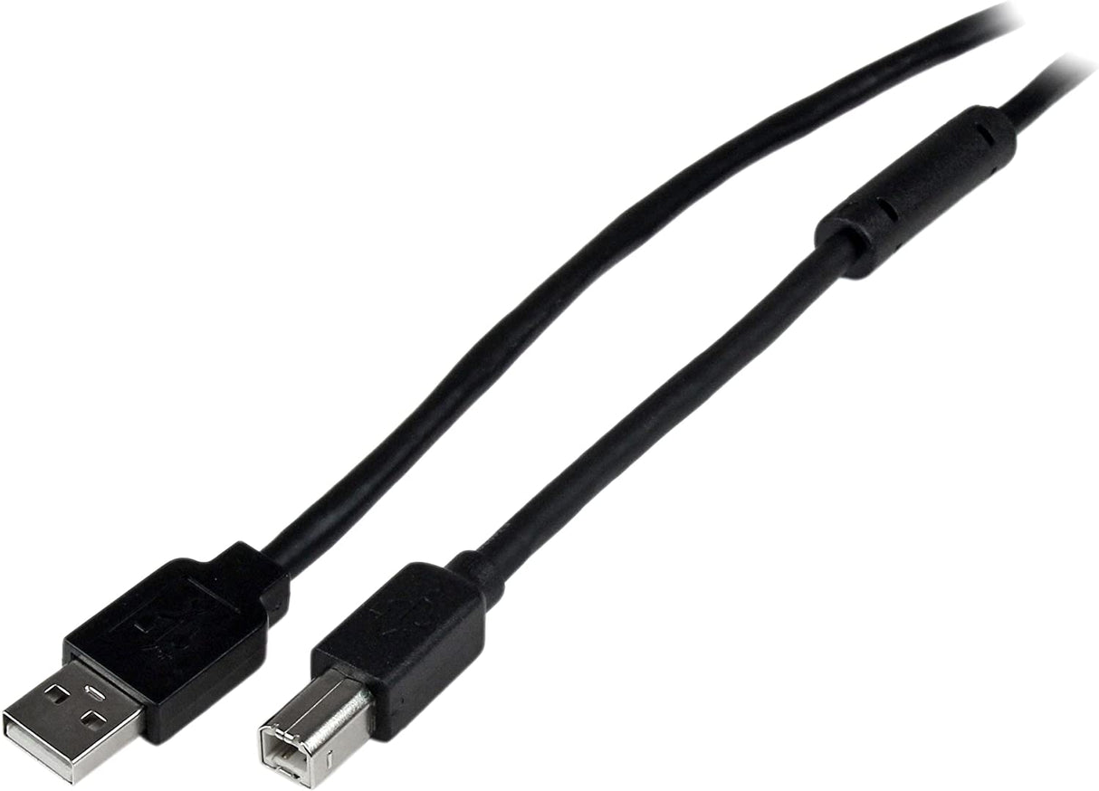 StarTech.com 20m / 65 ft Active USB 2.0 A to B Cable - Long 20 m USB Cable - 20m USB Printer Cable - 1x USB A (M), 1x USB B (M) - Black (USB2HAB65AC) 65 ft/20 m