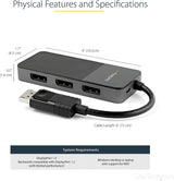 StarTech.com 3-Port Multi Monitor Adapter - DisplayPort 1.4 to 3x 4K DisplayPort Video Splitter - Dual or Triple 4K - DisplayPort MST Hub for Multiple Monitors - For Windows PCs Only (MST14DP123DP) DisplayPort 1.4 to 3x DisplayPort