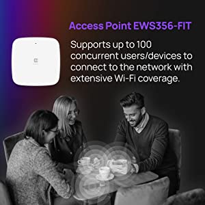 EnGenius Fit Managed EWS356-FIT Wi-Fi 6 2x2 Indoor AP speeds up to 574 Mbps (2.4 GHz) and 1200 Mbps (5 GHz), Supports Cloud and on-Premises Management 11AX