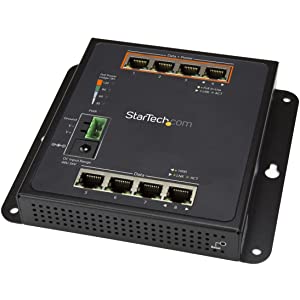 StarTech.com Industrial 8 Port Gigabit PoE Switch - 4 x PoE+ 30W - Power Over Ethernet - Hardened GbE Layer/L2 Managed Switch - Rugged High Power Gigabit Network Switch IP-30/-40C to +75C (IES81GPOEW) Wall mount w/ 4 PoE+ Ports 8 Port