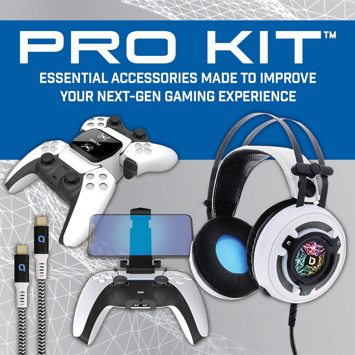 Bionik Pro Accessory Kit for Playstation 5 BNK-9083, Color: White
