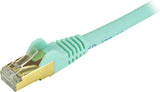 StarTech.com 7ft CAT6a Ethernet Cable - 10 Gigabit Shielded Snagless RJ45 100W PoE Patch Cord - 10GbE STP Network Cable w/Strain Relief - Aqua Fluke Tested/Wiring is UL Certified/TIA (C6ASPAT7AQ) 7 ft / 2.1m Aqua