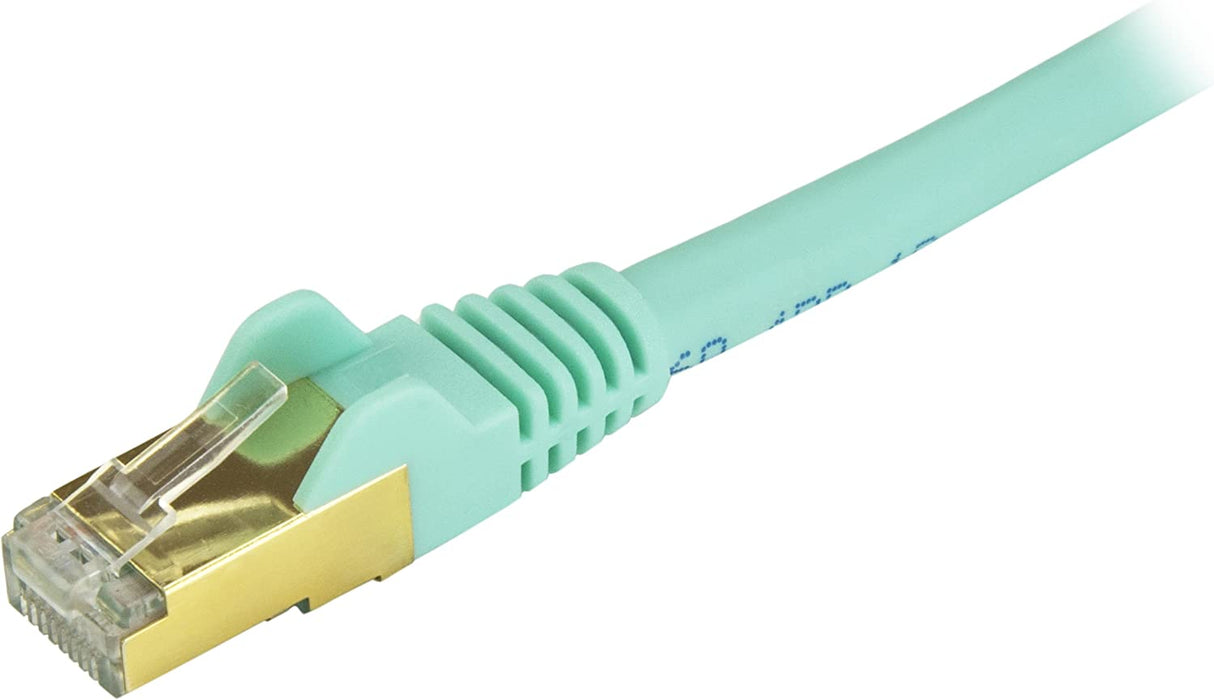 StarTech.com 5ft CAT6a Ethernet Cable - 10 Gigabit Shielded Snagless RJ45 100W PoE Patch Cord - 10GbE STP Network Cable w/Strain Relief - Aqua Fluke Tested/Wiring is UL Certified/TIA (C6ASPAT5AQ) 5 ft / 1.5m Aqua