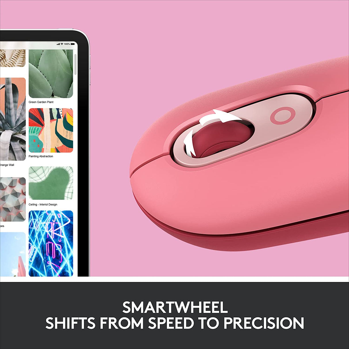 Logitech POP Mouse, Wireless Mouse with Customizable Emojis, SilentTouch Technology, Precision/Speed Scroll, Compact Design, Bluetooth, Multi-Device, OS Compatible - Heartbreaker Rose Heartbreaker Rose POP Mouse
