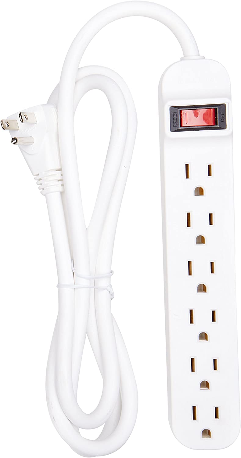 Belkin 6-Outlet Power Strip with five-foot cord, White