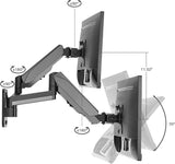 SIIG Aluminum Gas Spring Monitor Wall Mount with Dual Extended Arm - Heavy Duty Holds 17" to 32" Screens, Up to 17.6 lbs Each, VESA 75x75 or 100x100