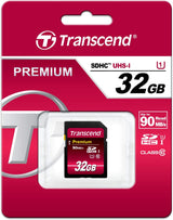 Transcend 32GB SDHC Class 10 UHS-1 Flash Memory Card Up to 60MB/s (TS32GSDU1) 32GB Standard Packaging