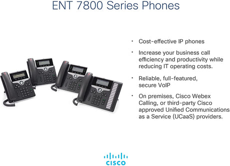 Cisco IP Business Phone 7811, 3.2-inch Grayscale Display, Class 1 PoE, Supports 1 Line, 1-Year Limited Hardware Warranty (CP-7811-K9=)