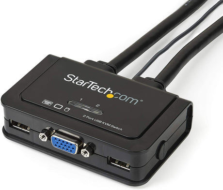 StarTech.com 2 Port USB VGA Cable KVM Switch - USB Powered with Remote Switch - KVM with VGA - Dual Port VGA KVM Switch (SV211USB),Black