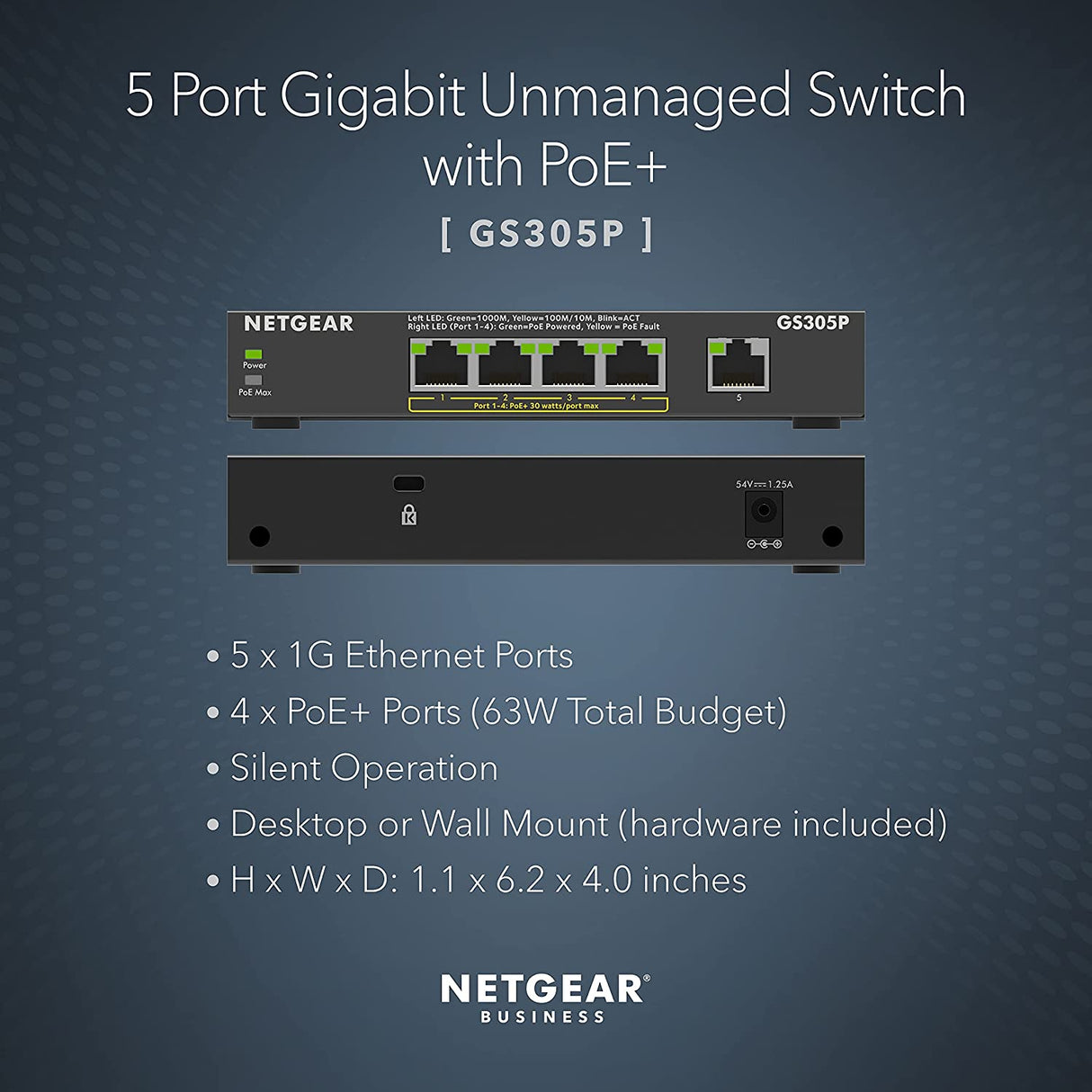  NETGEAR 5-Port Gigabit Ethernet Unmanaged Switch (GS305) - Home  Network Hub, Office Ethernet Splitter, Plug-and-Play, Silent Operation,  Desktop or Wall Mount : Electronics