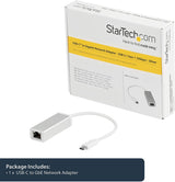 StarTech.com USB-C to Gigabit Ethernet Adapter - Aluminum - Thunderbolt 3 Port Compatible - USB Type C Network Adapter (US1GC30A) Silver