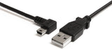 StarTech.com 3 ft. (0.9 m) Left Angle Mini USB Cable - USB 2.0 A to Left Angle Mini B - Black - Mini USB Cable (USB2HABM3LA) 3 ft / 1m Left Angle