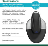 Posturite Wired Penguin Mouse - Medium (9820100), Black