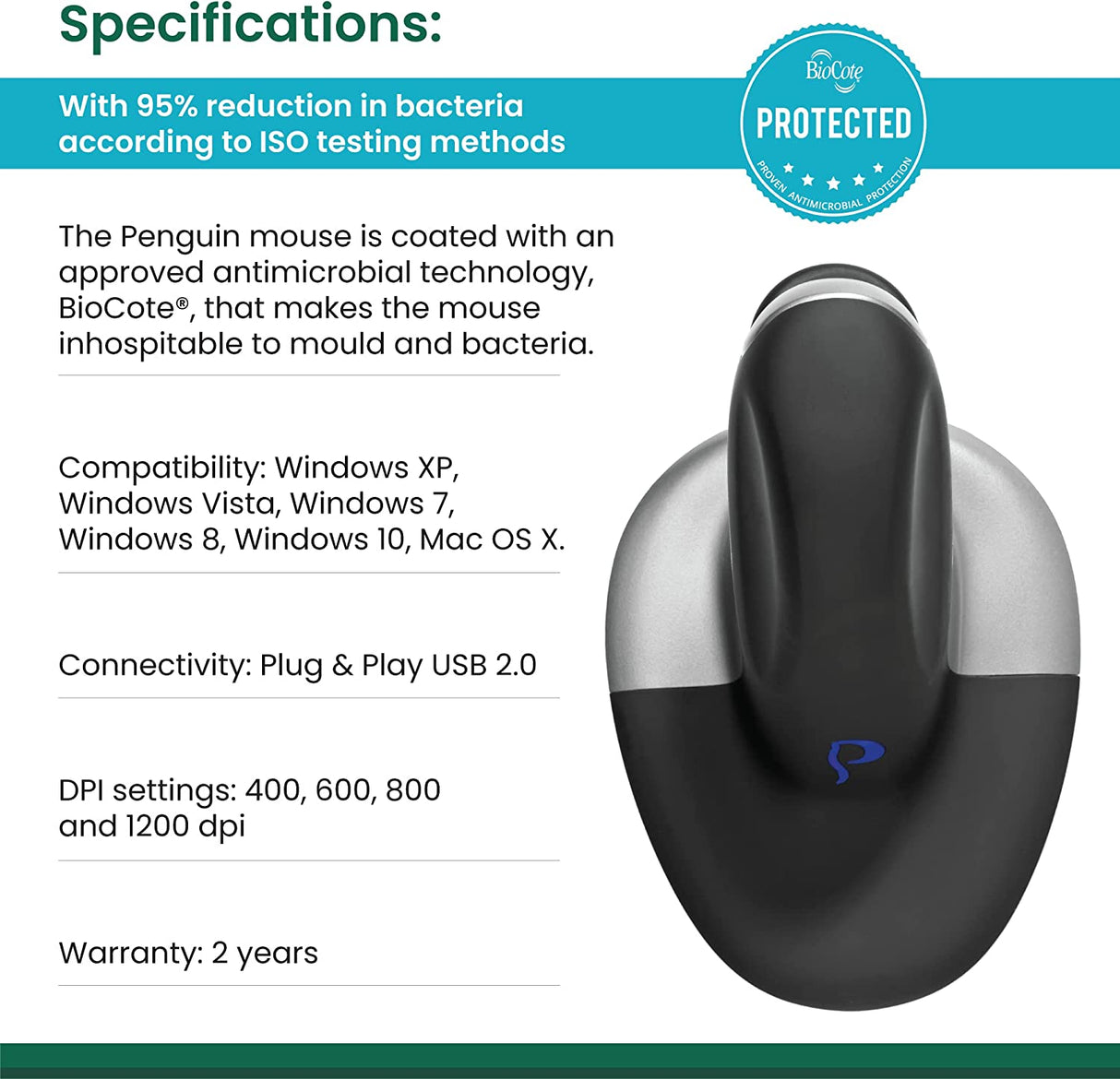 Posturite Wireless Penguin Mouse - Small (9820099)