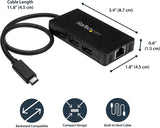 StarTech.com 3 Port USB C Hub with Ethernet - USB-C to 3X USB-A w/Power Adapter &amp; Gigabit Ethernet - Thunderbolt 3 Compatible - USB C Network Adapter (HB30C3A1GE) Standard (Black) Ethernet w/ 3x USB-A