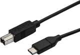 StarTech.com USB C to USB B Printer Cable - 1.6 ft / 0.5m - USB C Printer Cable - USB C to USB B Cable - USB Type C to Type B (USB2CB50CM), Black 1.5 ft/ 0.5 m