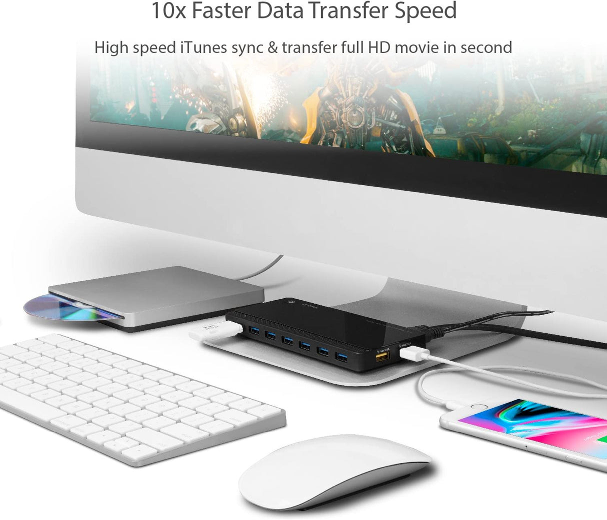 TP-Link Powered USB Hub 3.0 with 7 USB 3.0 Data Ports and 2 Smart Charging USB Ports. Compatible with Windows, Mac, Chrome &amp; Linux OS, with Power On/Off Button, 12V/4A Power Adapter(UH720)