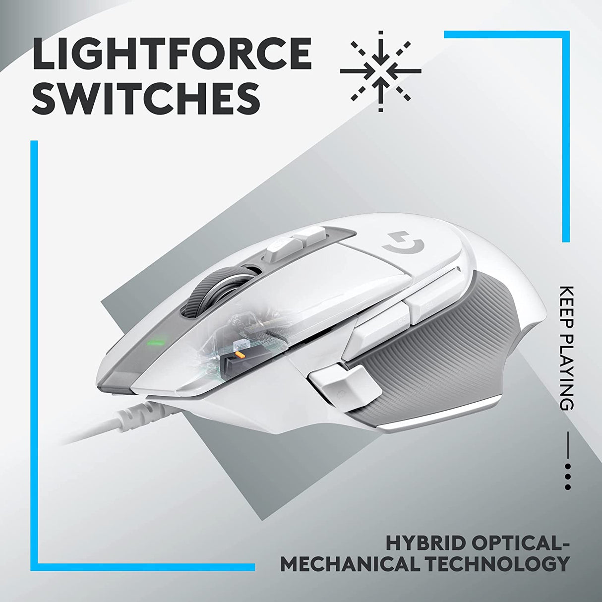 Logitech G502 X Wired Gaming Mouse - LIGHTFORCE hybrid optical-mechanical primary switches, HERO 25K gaming sensor, compatible with PC - macOS/Windows - White White Wired Non-RGB
