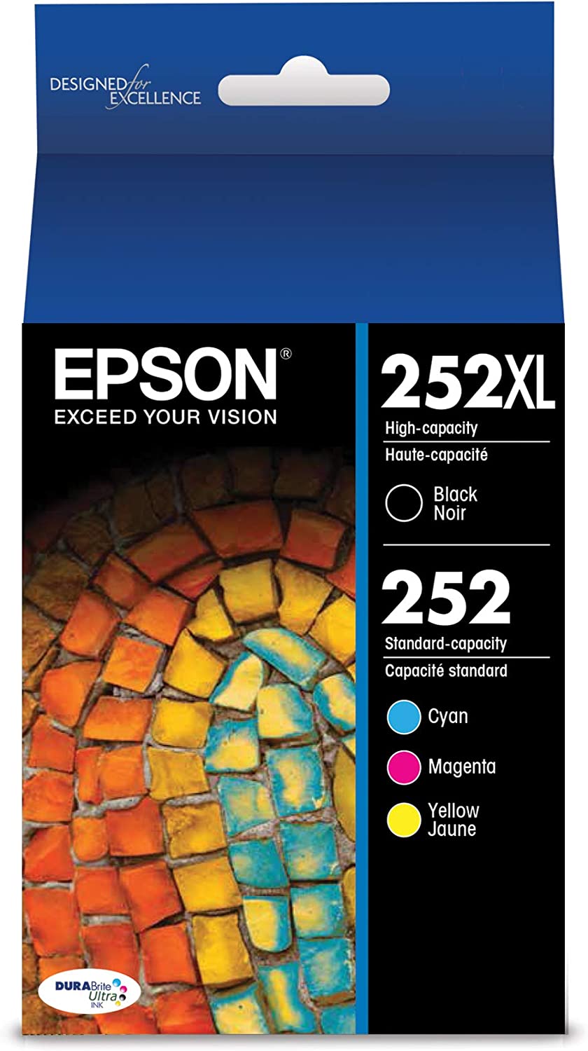 EPSON T252 DURABrite Ultra Ink High Capacity Black &amp; Standard Color Cartridge Combo Pack (T252XL-BCS) for select Epson WorkForce Printers 1 Size