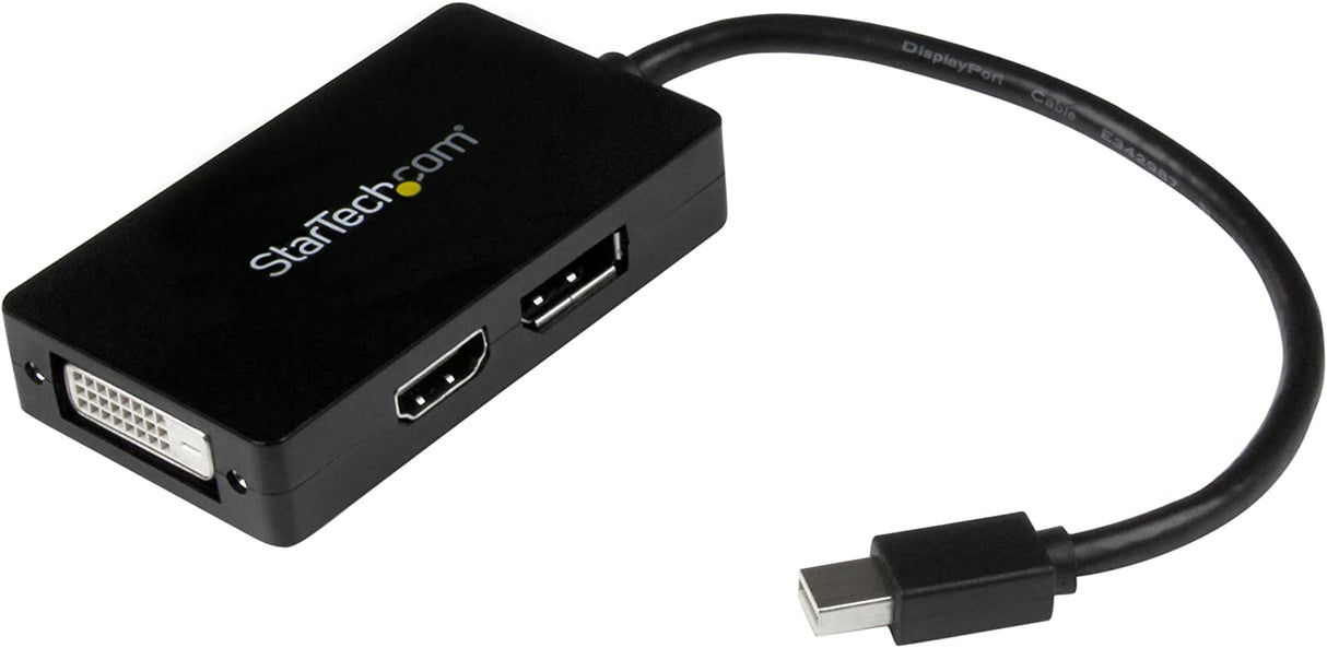 StarTech.com Travel A/V adapter - 3-in-1 Mini DisplayPort to DisplayPort DVI or HDMI converter (MDP2DPDVHD) Mini DisplayPort DisplayPort - DVI - HDMI (Black)