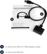 StarTech.com SATA to USB Cable - USB 3.0 to 2.5” SATA III Hard Drive Adapter - External Converter for SSD/HDD Data Transfer (USB3S2SAT3CB) USB 3.0 | 2.5" Cable