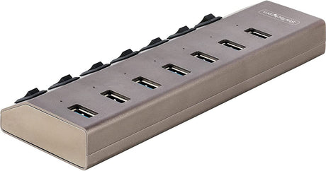 StarTech.com 7-Port Self-Powered USB-C Hub with Individual On/Off Switches, USB 3.0 5Gbps Expansion Hub w/Power Supply, Desktop/Laptop USB-C to USB-A Hub, USB Type C Hub w/BC 1.2 (5G7AIBS-USB-HUB-NA) 7 port USB-A or USB-C source