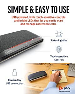 Poly Sync 10 USB Speakerphone (Plantronics) - Two-in-One Portable Speaker for Audio/Video Conference Calls &amp; Music - USB Powered - Dual-Mic, Full-Duplex Audio - Works with Teams, Zoom, Google &amp; More Standard Version