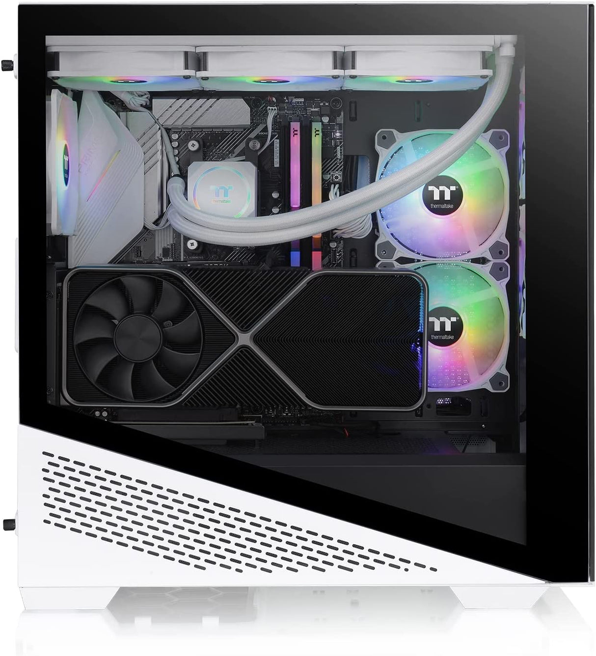 Thermaltake Divider 370 TG ARGB Motherboard Sync E-ATX Mid Tower Computer Case with 3x120mm ARGB Fan Pre-Installed, Tempered Glass Side Panel, Ventilated Front Mesh Panel, CA-1S4-00M6WN-00, White Divider 370 White