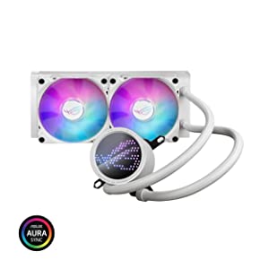 ASUS ROG RYUO III 240 ARGB White Edition All-in-one AIO Liquid CPU Cooler 240mm Radiator, Asetek 8th gen Pump Solution, Anime Matrix™ LED Display and ROG AF 12S ARGB Fan.