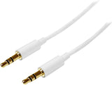 StarTech.com 2m White Slim 3.5mm Stereo Audio Cable - 3.5mm Audio Aux Stereo - Male to Male Headphone Cable - 2x 3.5mm Mini Jack (M) White (MU2MMMSWH)