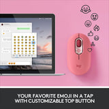 Logitech POP Mouse, Wireless Mouse with Customizable Emojis, SilentTouch Technology, Precision/Speed Scroll, Compact Design, Bluetooth, Multi-Device, OS Compatible - Heartbreaker Rose Heartbreaker Rose POP Mouse