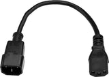 StarTech.com 3ft (1m) Heavy Duty Extension Cord, IEC 320 C14 to IEC 320 C13 Black Extension Cord, 15A 125V, 14AWG, Heavy Gauge Power Extension Cable, Heavy Duty AC Power Cord, UL Listed (PXT100143) 3 ft/1 m 14 AWG
