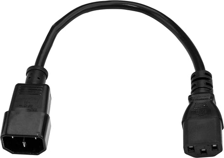 StarTech.com 3ft (1m) Heavy Duty Extension Cord, IEC 320 C14 to IEC 320 C13 Black Extension Cord, 15A 125V, 14AWG, Heavy Gauge Power Extension Cable, Heavy Duty AC Power Cord, UL Listed (PXT100143) 3 ft/1 m 14 AWG