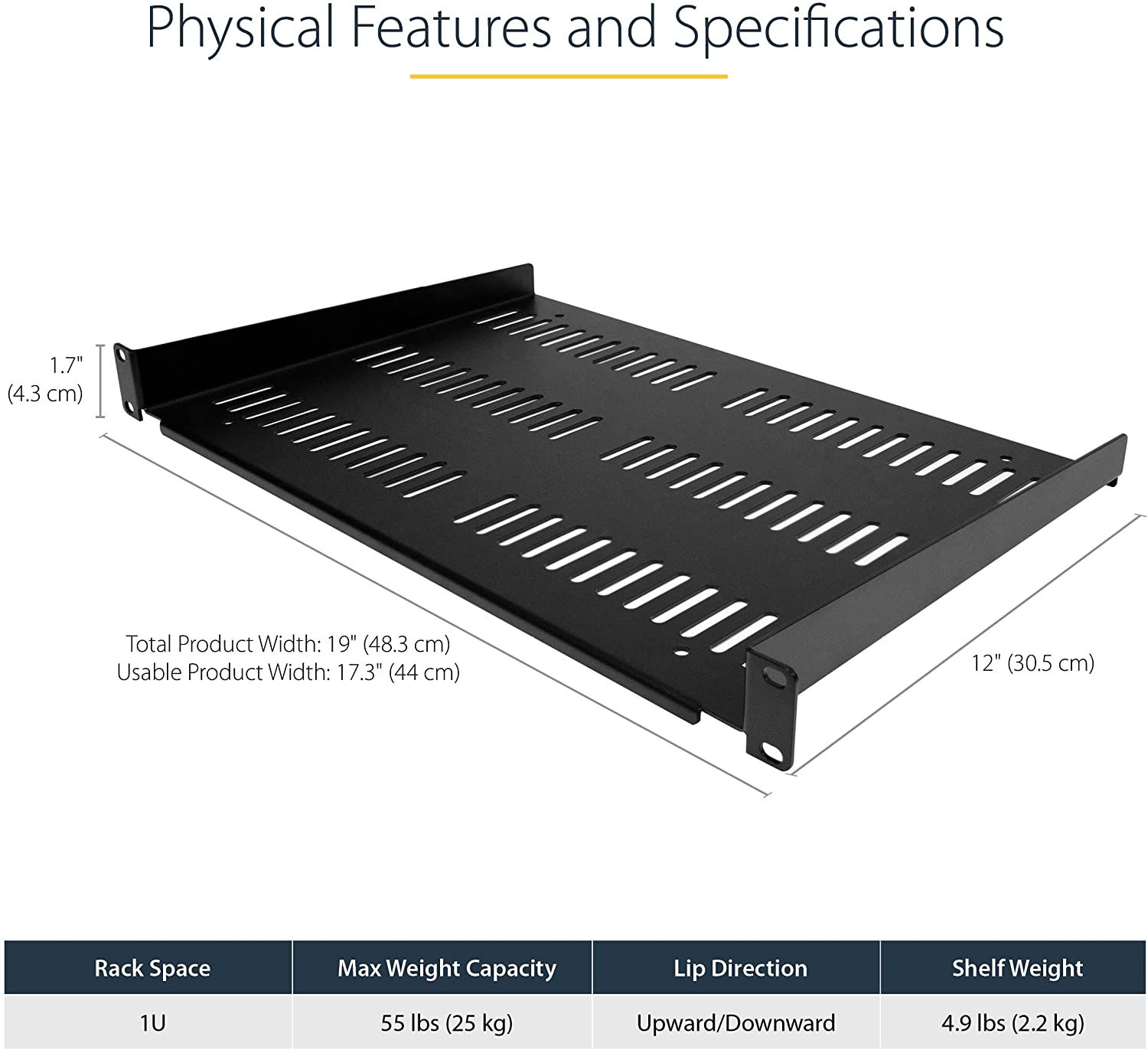 Middle atlantic 1U Server Rack Shelf - Universal Vented Rack Mount Can ...
