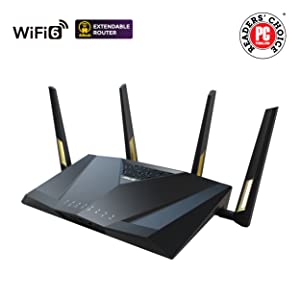 ASUS RT-AX88U PRO AX6000 Dual Band WiFi 6 Router, Dual 2.5G Port, WPA3, Parental Control, Adaptive QoS, Port Forwarding, WAN Aggregation, Lifetime Internet Security and AiMesh Support