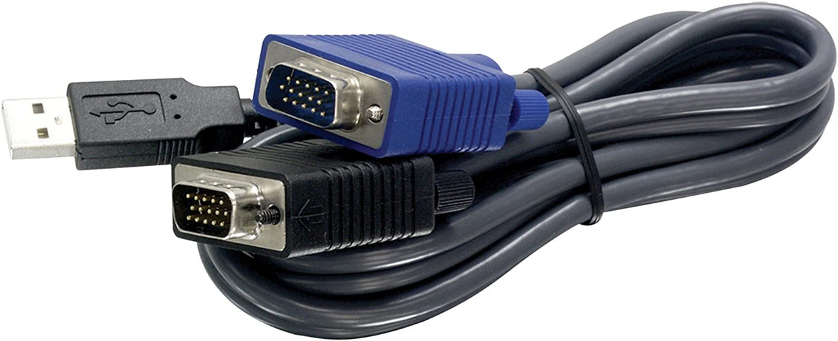 TRENDnet 2-in-1 USB VGA KVM Cable, 1.83m (6 Feet), VGA-SVGA HDB 15-Pin Male to Male, USB 1.1 Type A, Connect Computers with VGA and USB Ports, USB Keyboard-Mouse Cable &amp; Monitor Cable, Black, TK-CU06 6 Ft.