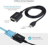 StarTech.com 3ft (1m) USB to Serial Cable with COM Port Retention, DB9 Male RS232 to USB Converter, USB to Serial Adapter for PLC/Printer/Scanner, Prolific Chipset, Windows/Mac (1P3FPC-USB-SERIAL)