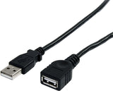 StarTech.com 3 ft Black USB 2.0 Extension Cable A to A - M/F - 3 ft USB A to A Extension Cable - 3ft USB 2.0 Extension cord (USBEXTAA3BK) Black 3ft