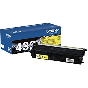 Brother Genuine High Yield Toner Cartridge, TN433Y, Replacement Yellow Toner, Page Yield Up To 4,000 Pages, Amazon Dash Replenishment Cartridge, TN433 Yellow High Yield