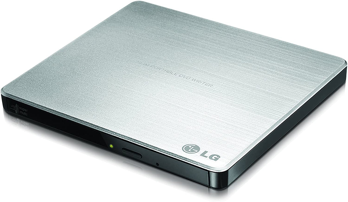 LG Electronics 8X USB 2.0 Super Multi Ultra Slim Portable DVD+/-RW External Drive with M-DISC Support, Retail (Silver) GP60NS50 Silver Drive