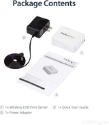 StarTech.com StarTech.com 1-Port Wireless N USB 2.0 Network Print Server - 10/100 Mbps Ethernet USB Printer Server Adapter - Windows 10 - 802.11 b/g/n (PM1115UW) Wireless USB Print Server